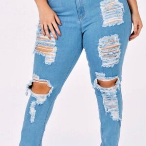 Plus Size Distress Denim Jeans